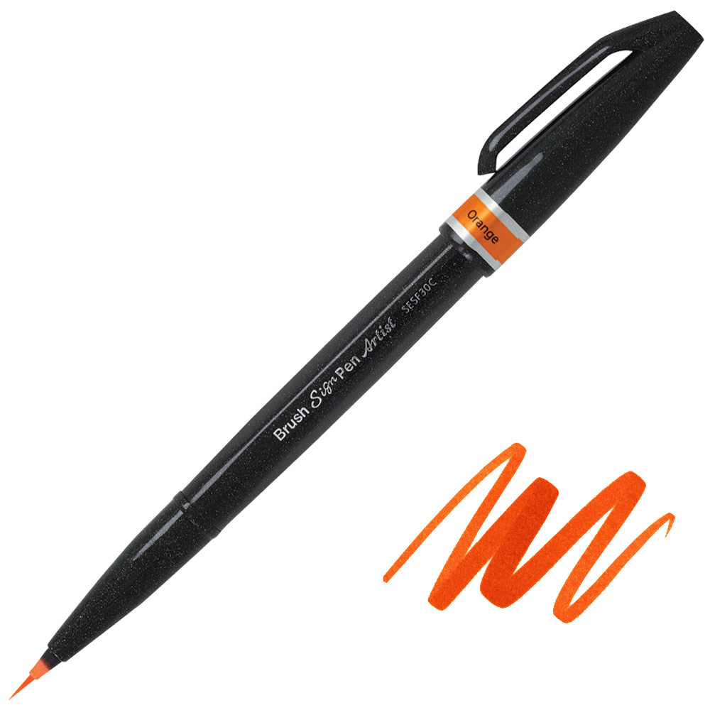Pentel Arts Sign Pen Micro Brush Orange