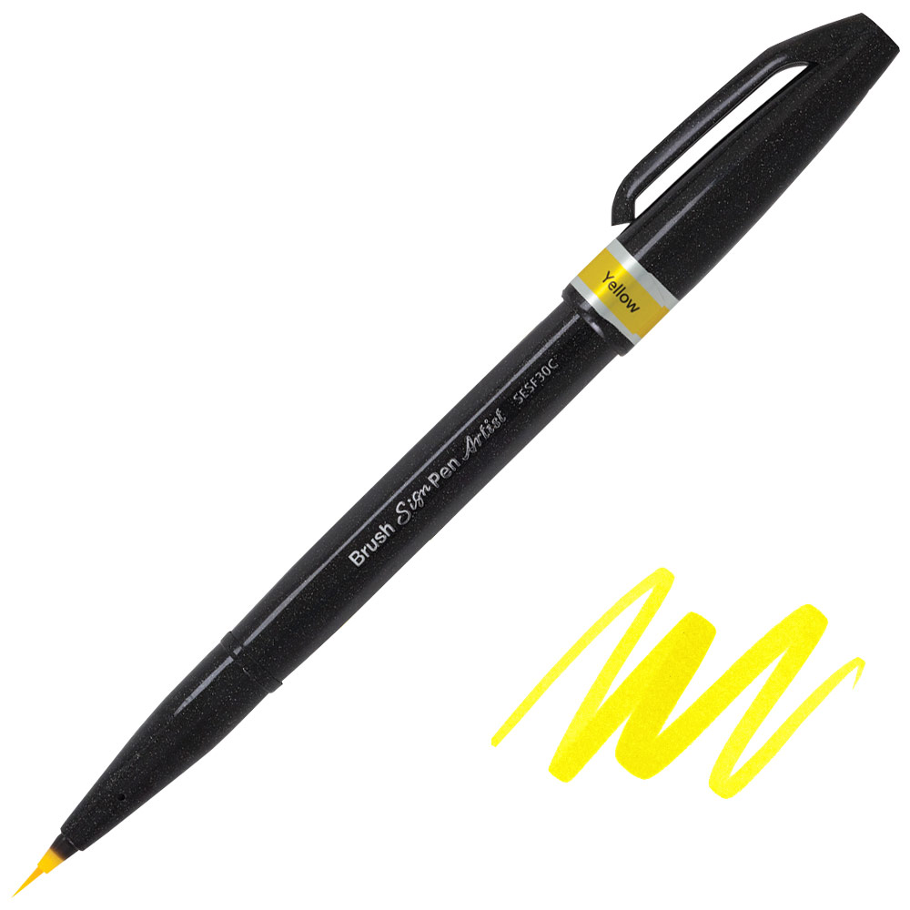 Pentel Arts Sign Pen Micro Brush Yellow