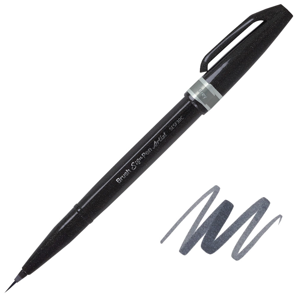 Pentel Arts Sign Pen Micro Brush Gray