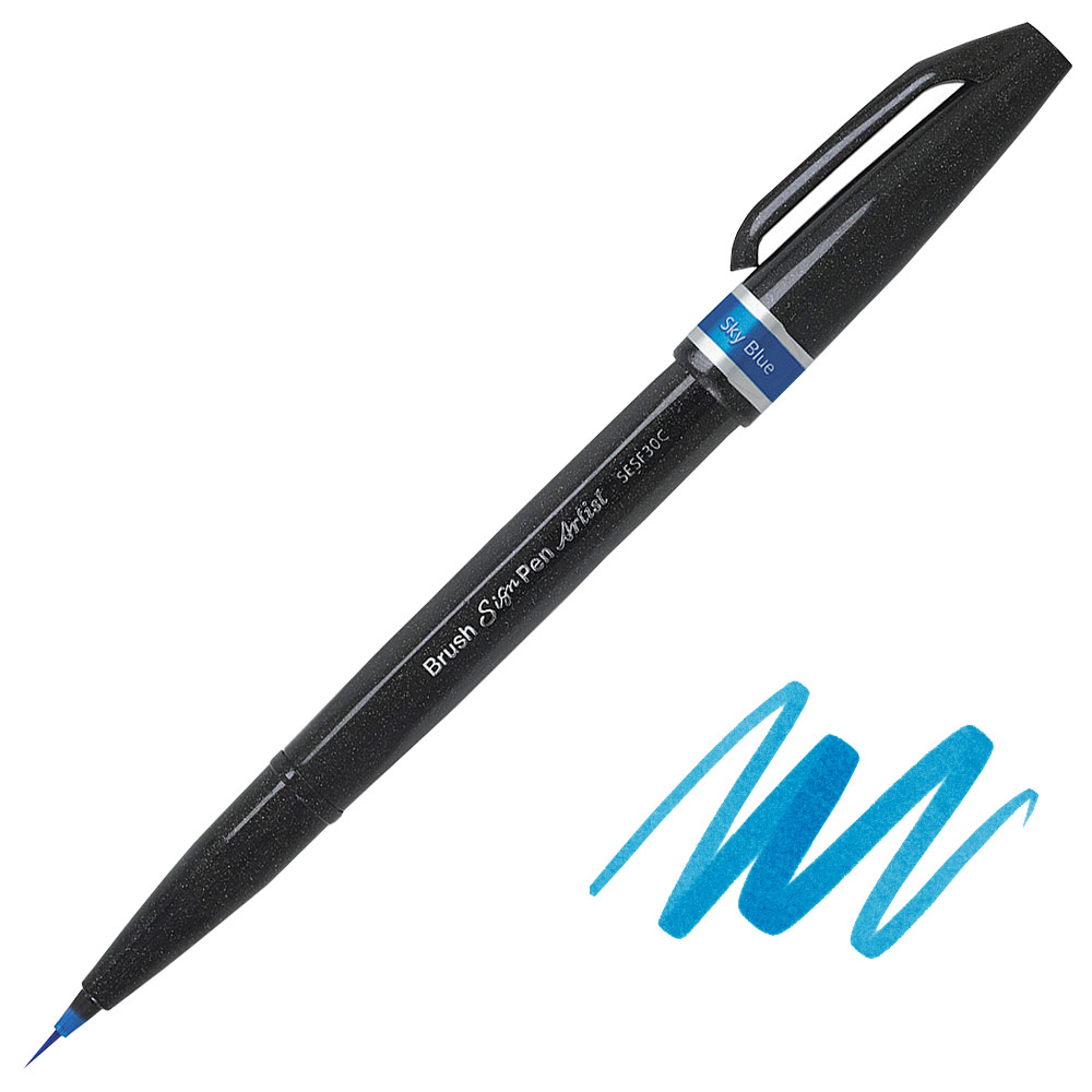 Pentel Arts Sign Pen Micro Brush Blue