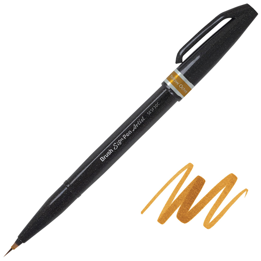 Pentel Arts Sign Pen Micro Brush Yellow Ochre