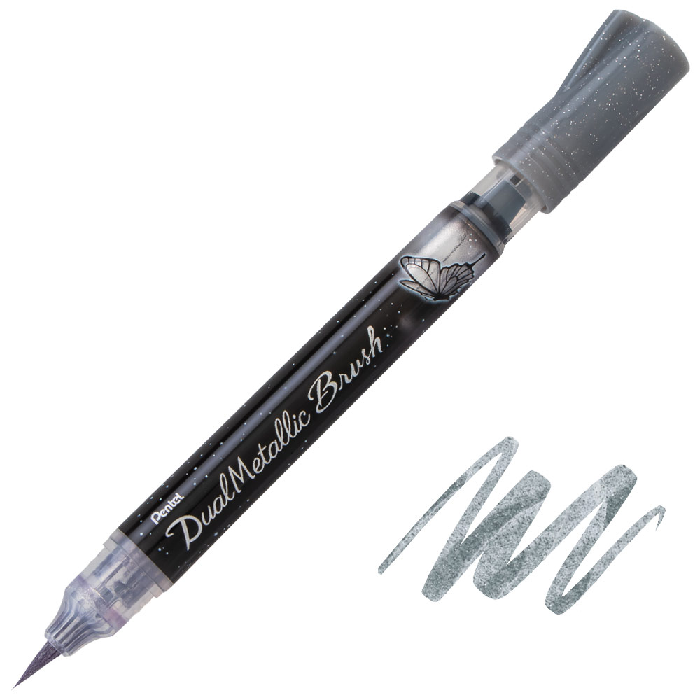 Pentel Arts DualMetallic Brush Pen Silver