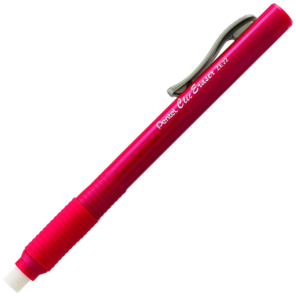 Pentel Clic Retractable Eraser Grip Red Barrel