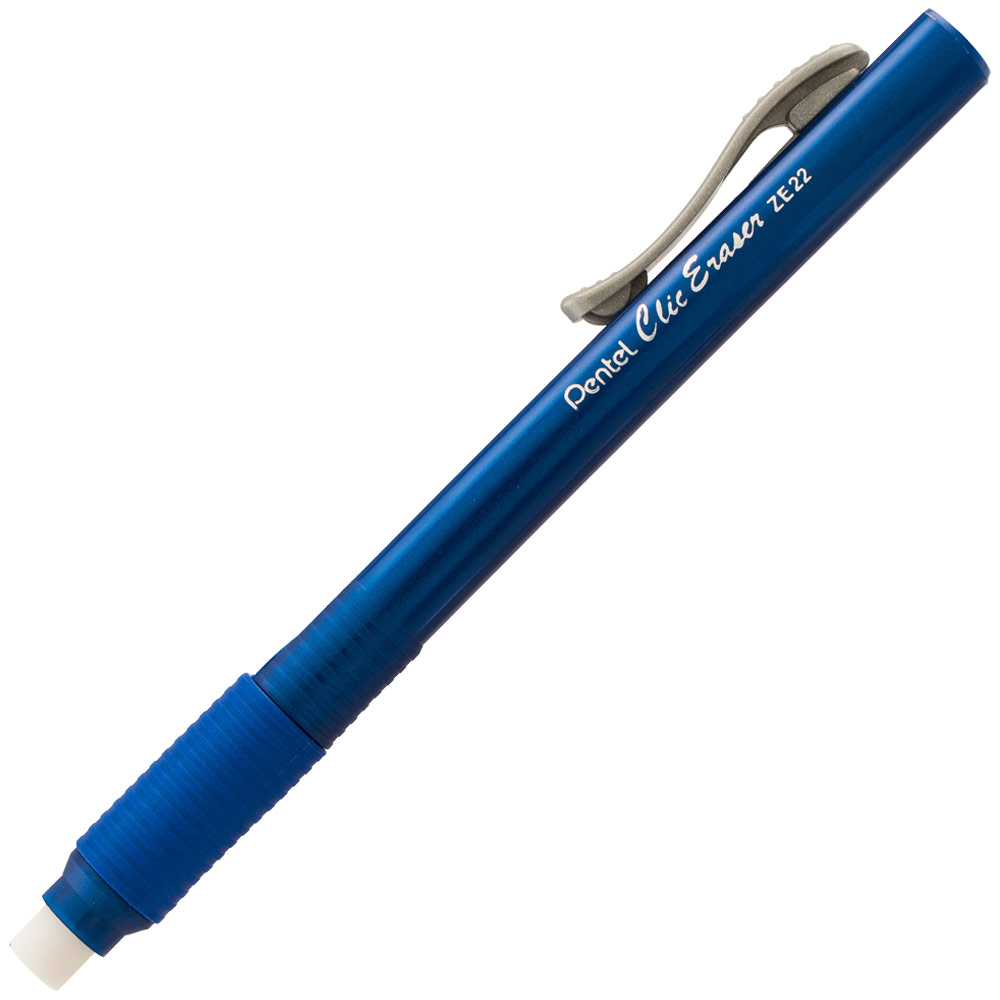 Pentel Clic Retractable Eraser Grip Blue Barrel