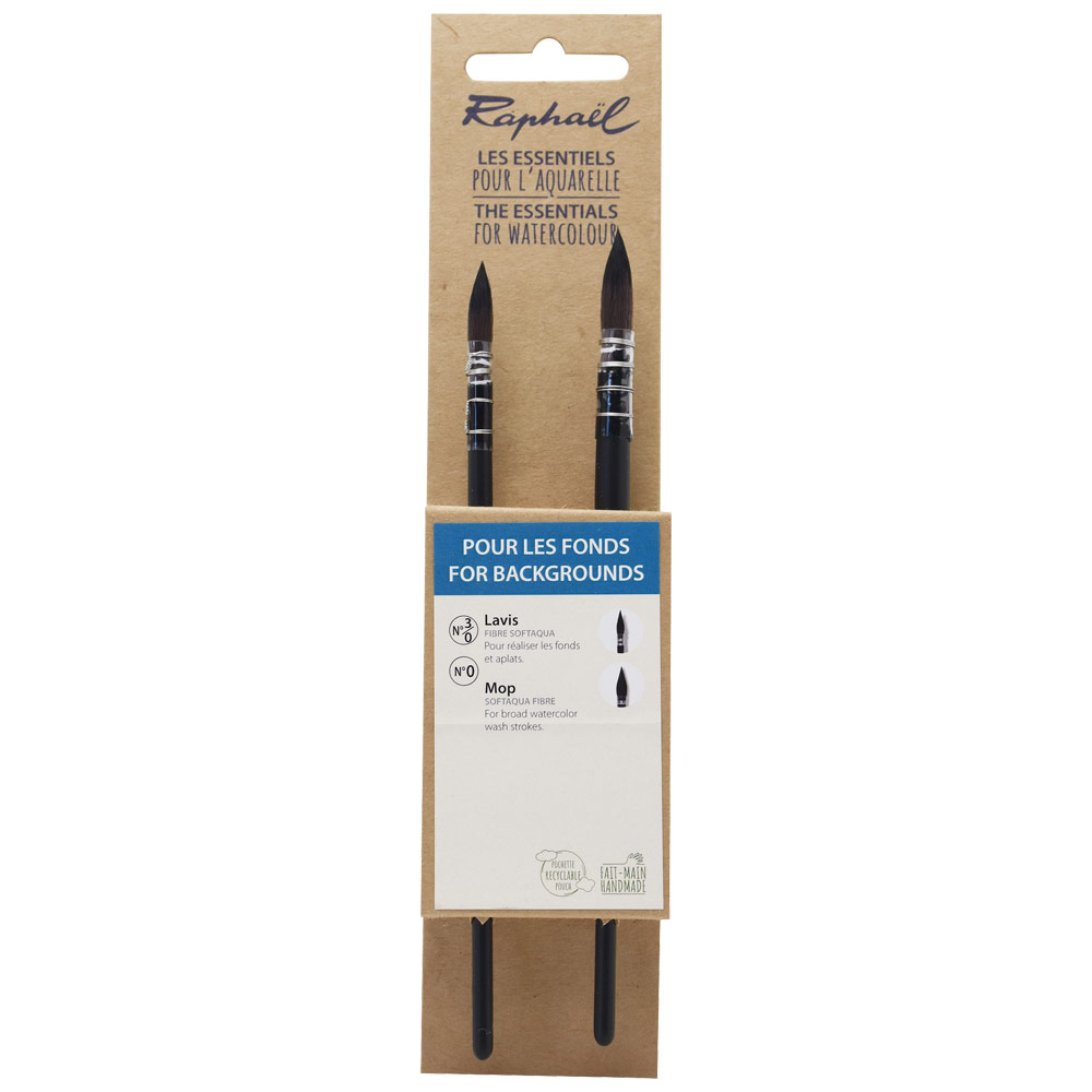Raphael Essentials Acrylic & Watercolor Brush 2 Set Backgrounds 3/0 & 0