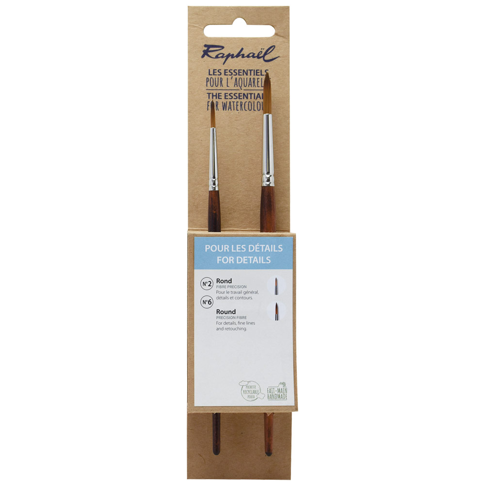 Raphael Essentials Acrylic & Watercolor Brush 2 Set Details 2 & 6