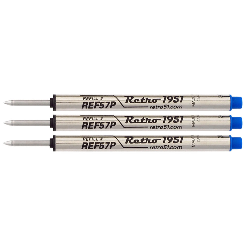 Retro 51 Capless Rollerball Pen Refill 3 Pack Blue