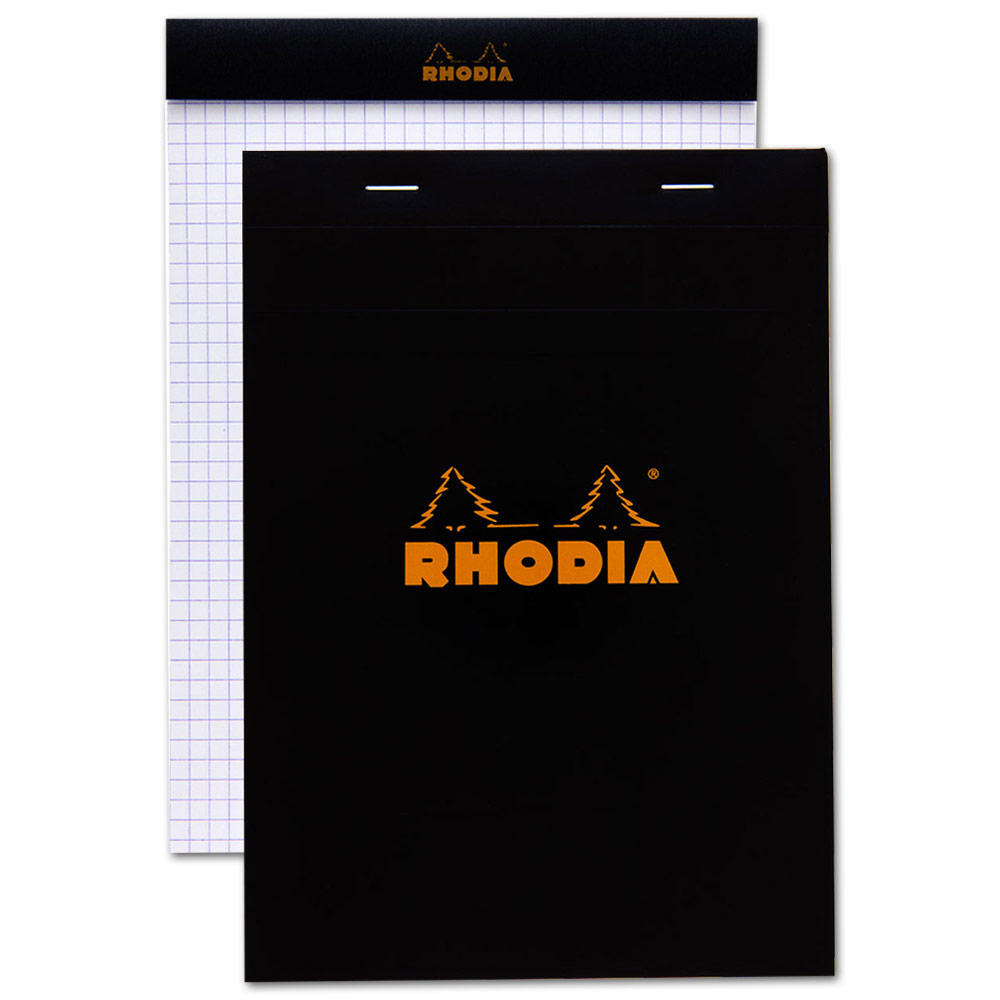 Rhodia A5 Graph Paper Pad 80 Sheets 6"x8.25" Black