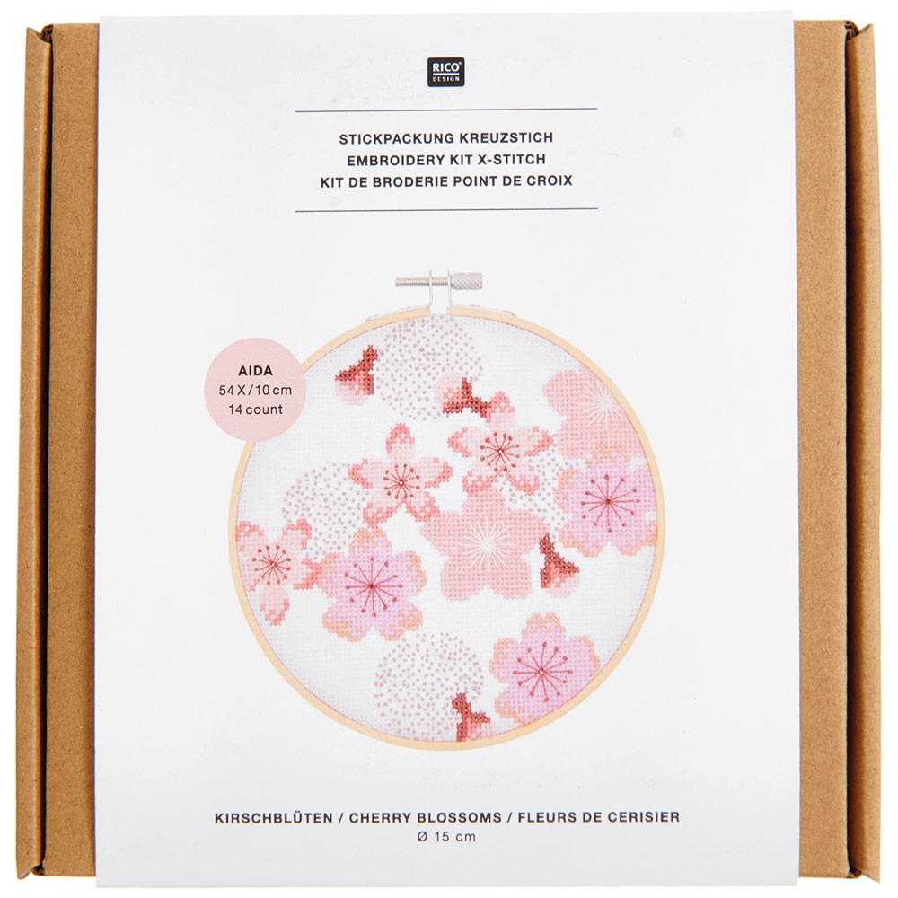 Rico Design Cross Stitch Kit 5.9" Cherry Blossom