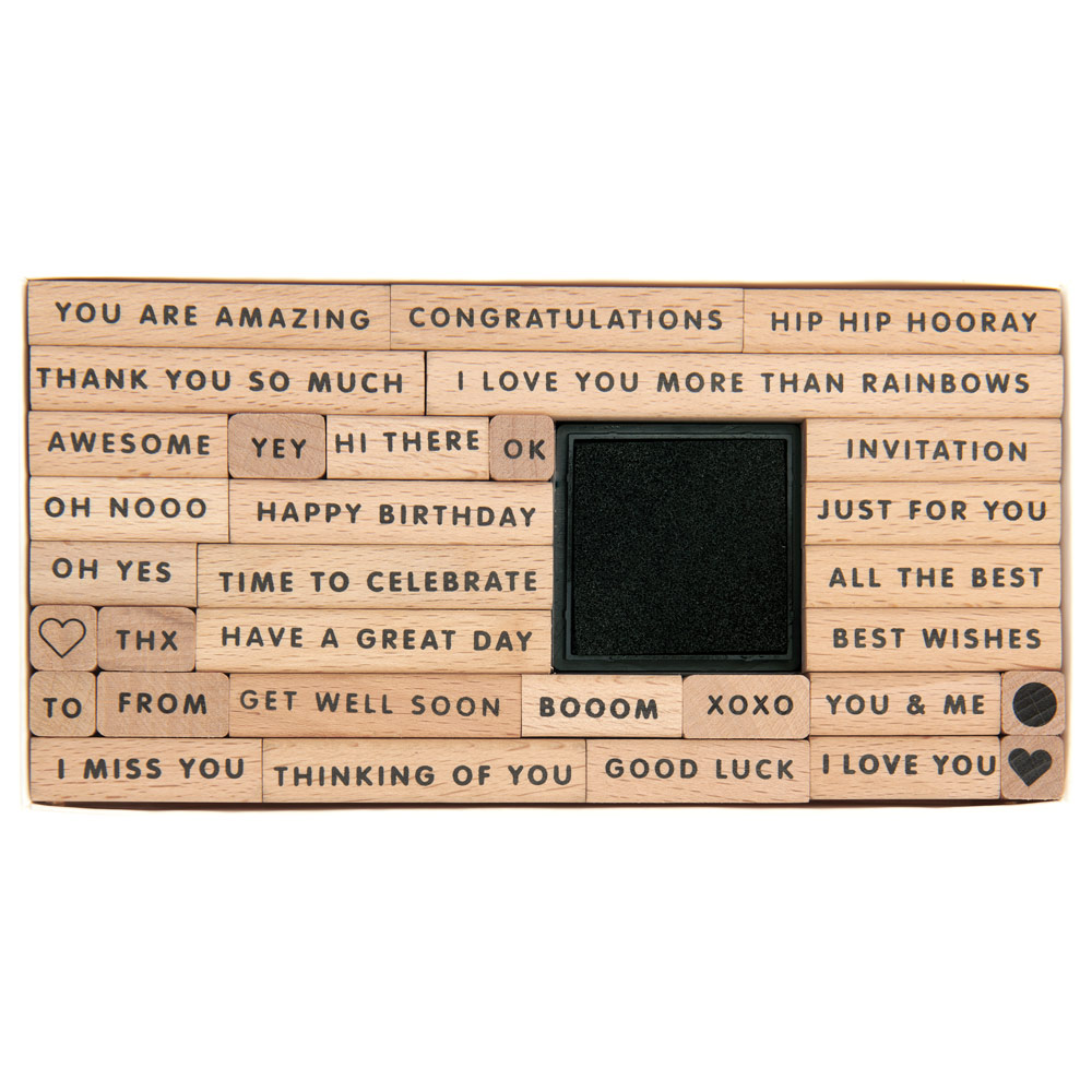 Rico Design Paper Poetry Wooden Stamp 33 Set Best Wishes