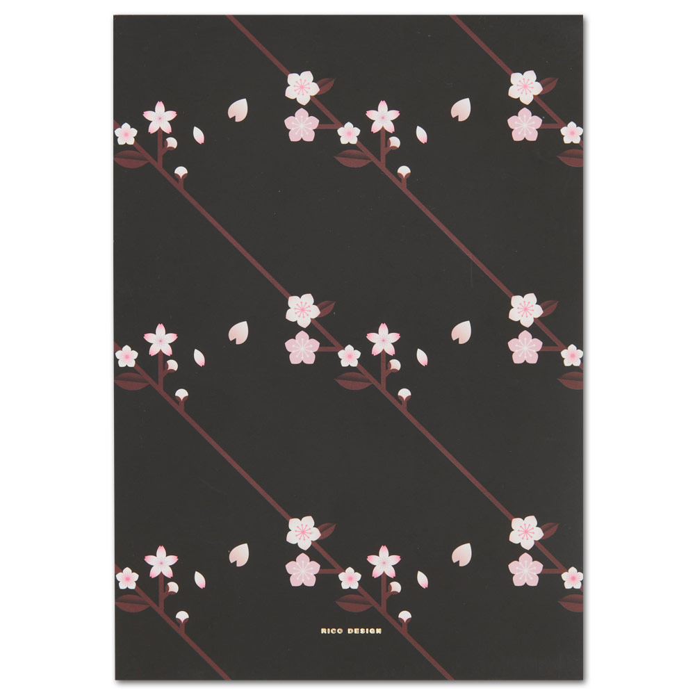 Rico Design Paper Poetry A5 Dot Notepad 50 Sheets Sakura Black