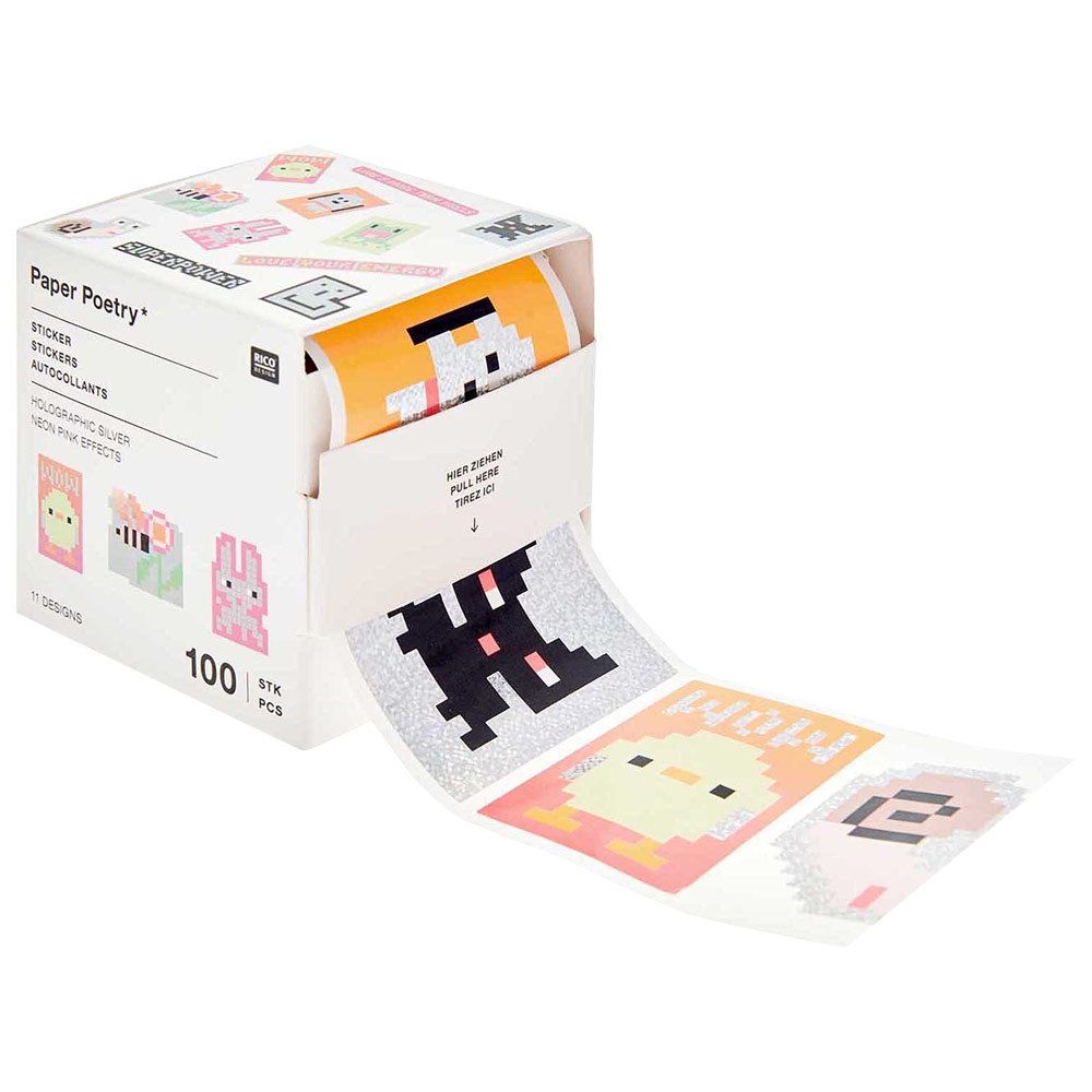 Rico Design Paper Poetry Sticker Roll 100 Piece Pixels
