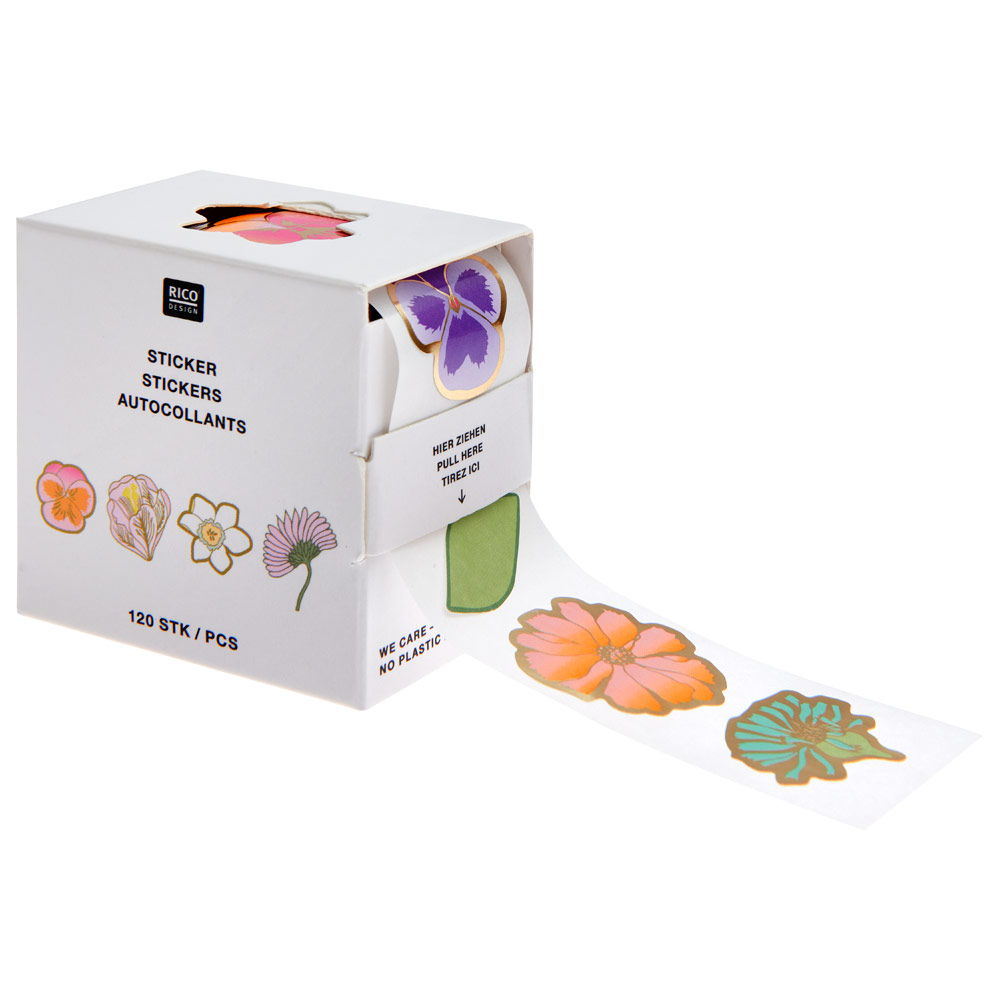 Rico Design Mini Sticker Roll 120 Piece Pansies