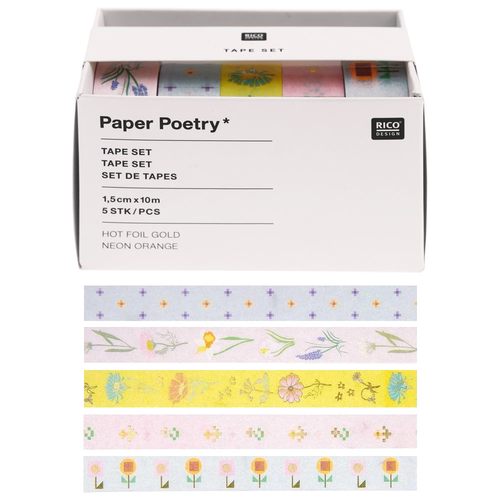 Rico Design Paper Poetry Washi Tape 5 Set Flowers