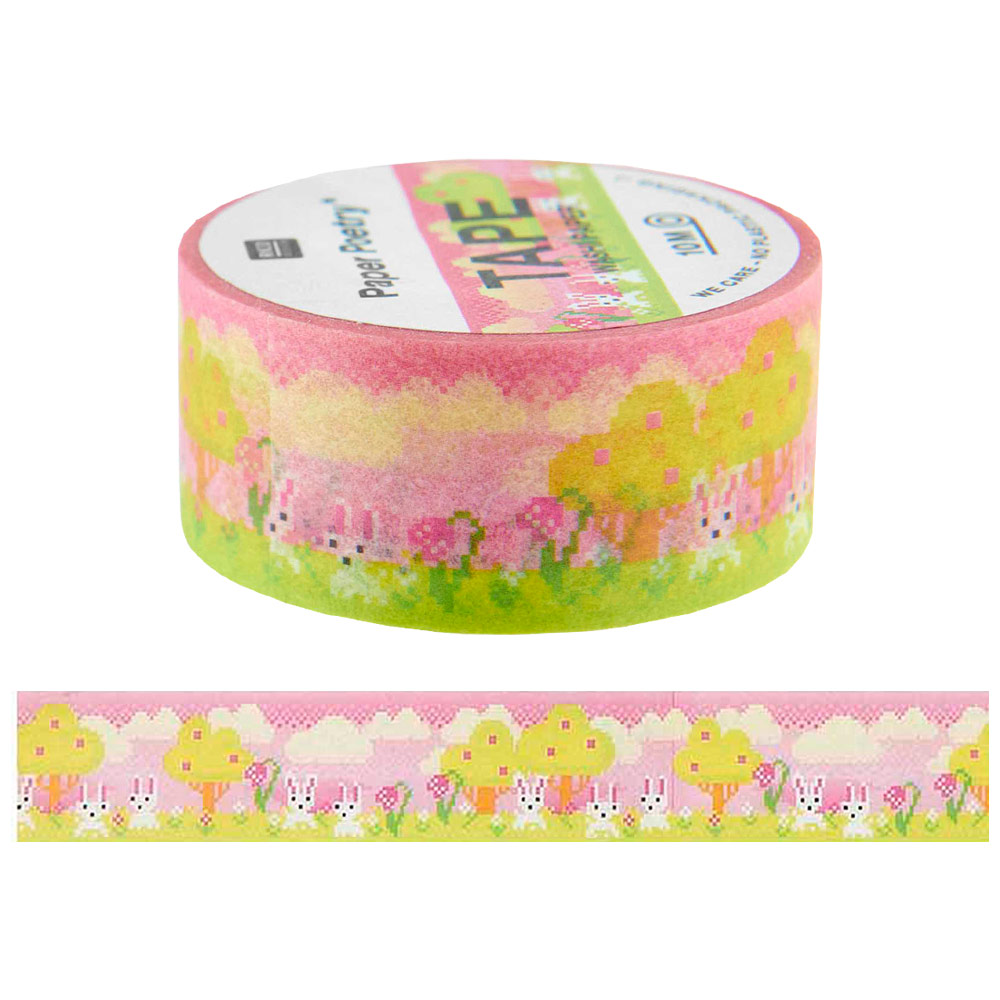 Rico Design Paper Poetry Washi Tape 10m Pixel Landscape Pink