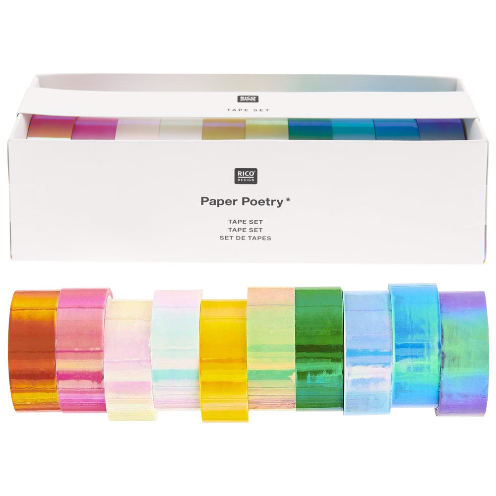 Rico Design Paper Poetry Mirror Rainbow Tape 5m x 10 Set