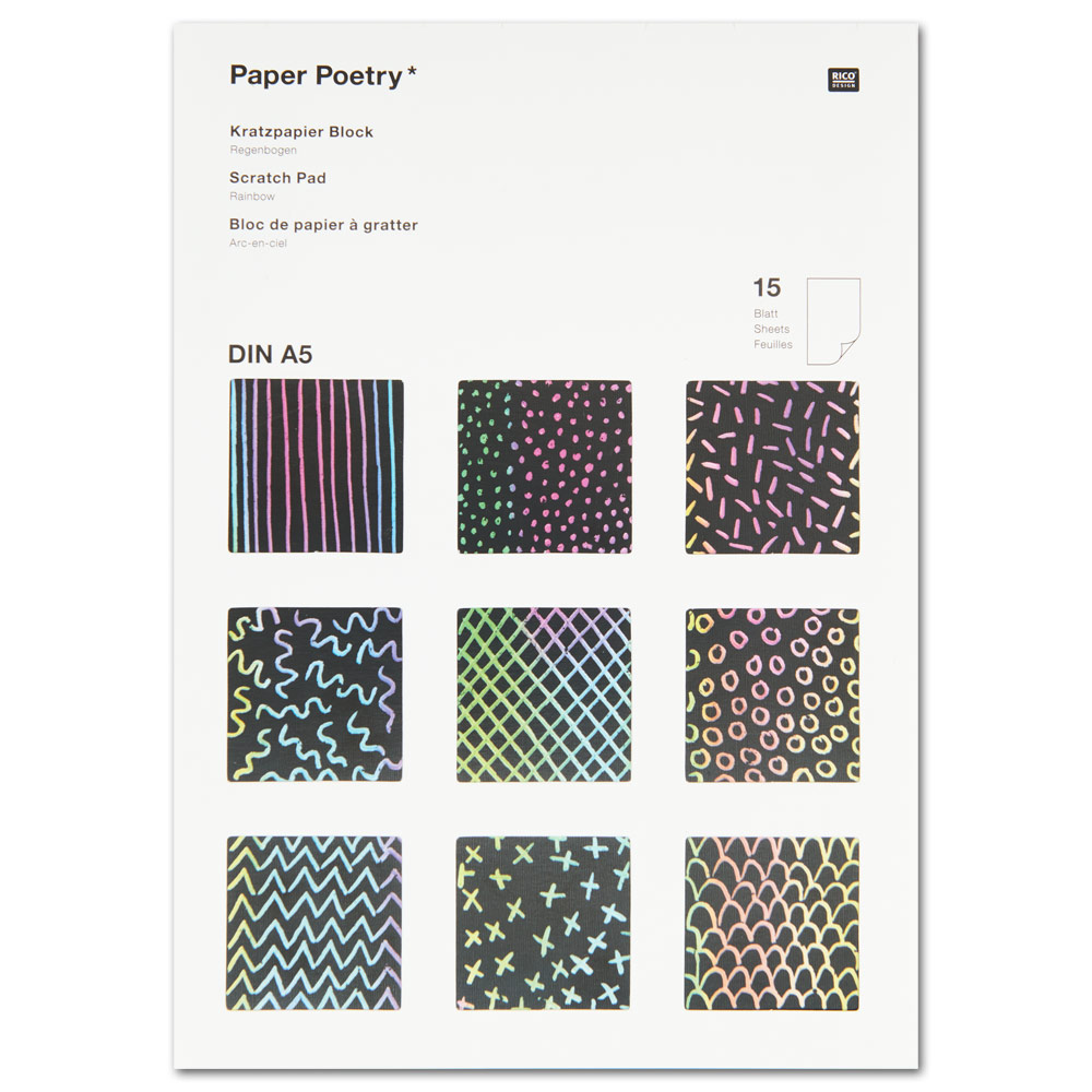 Rico Design Paper Poetry A5 Scratch Paper Pad 15 Sheets Rainbow