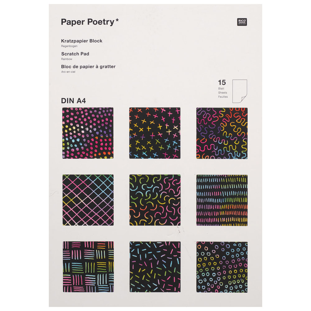 Rico Design Paper Poetry A4 Scratch Paper Pad 15 Sheets Rainbow