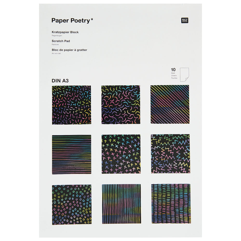 Rico Design Paper Poetry A3 Scratch Paper Pad 15 Sheets Rainbow