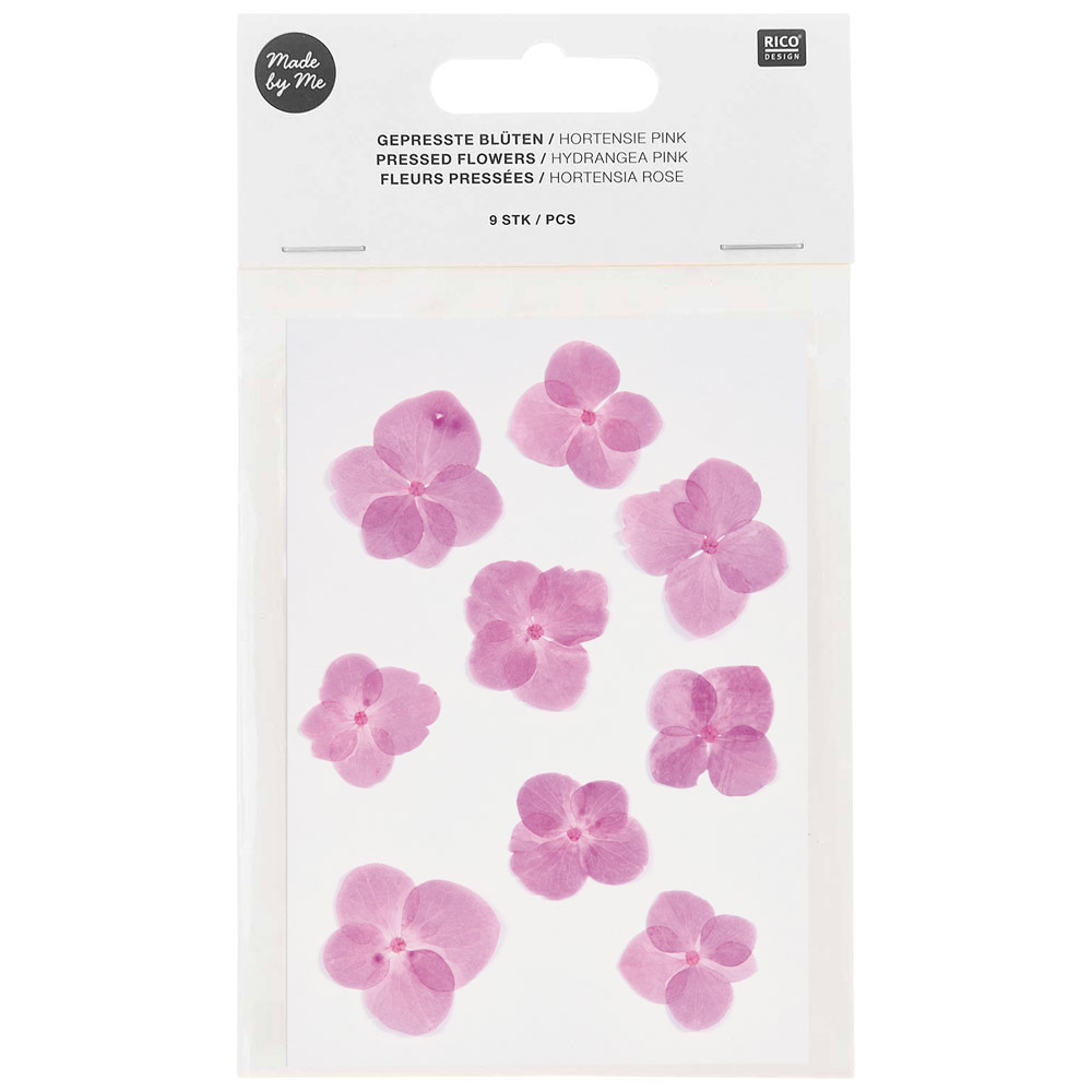 Rico Design Pressed Flower 9 Set Hydrangea Pink