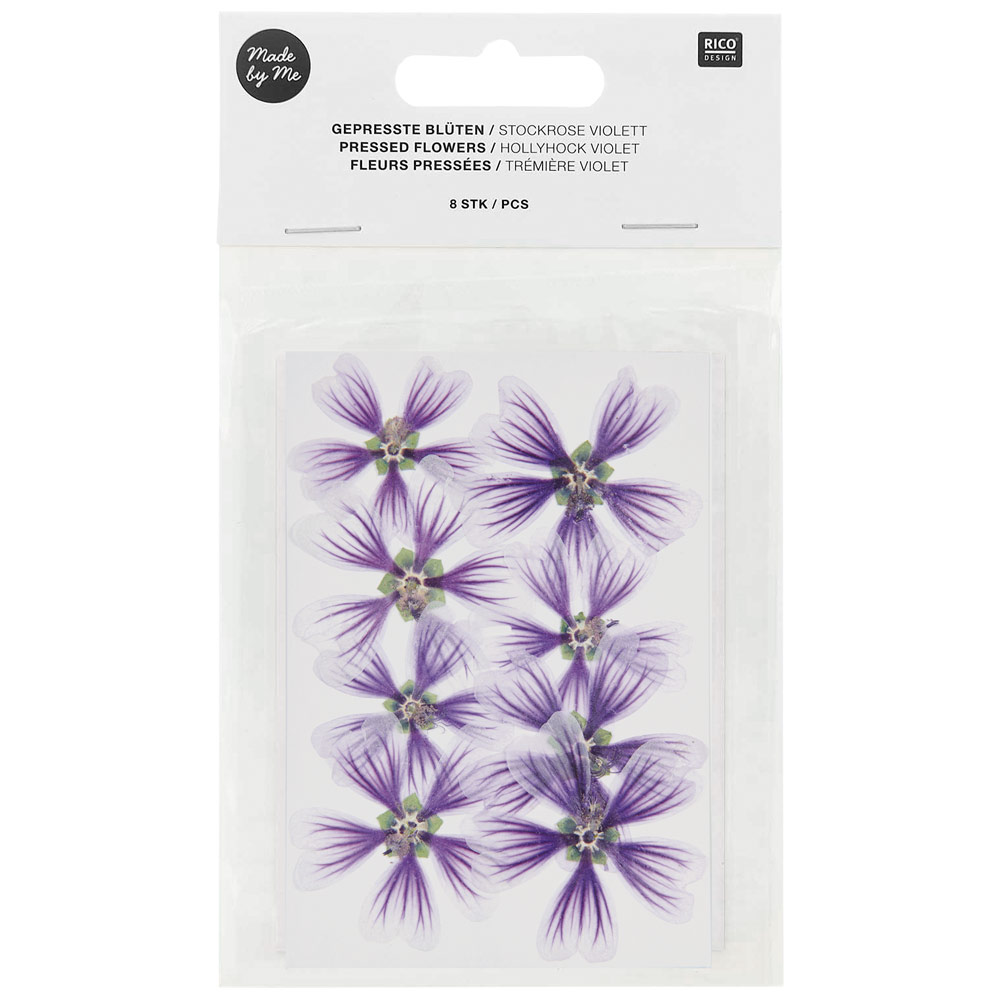 Rico Design Pressed Flower 8 Set Hollyhock Violet