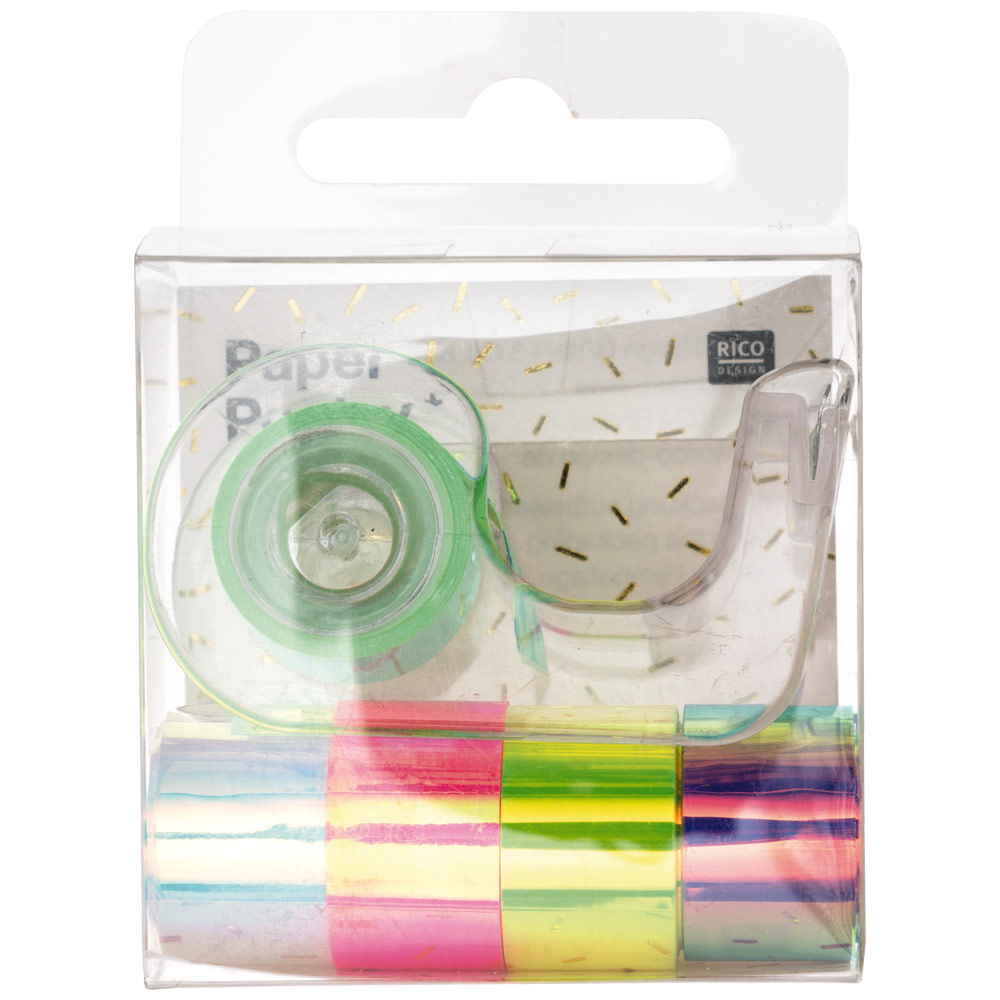 Rico Design Mini Mirror Rainbow Tape Dispenser 12mm 5 Set Rainbow