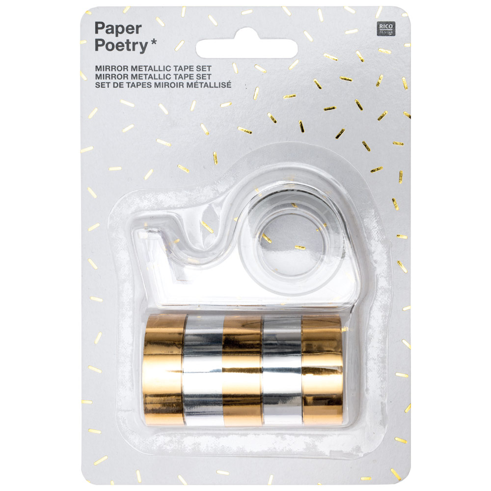 Rico Design Mirror Rainbow Tape Dispenser 12mm 6 Set Metallic