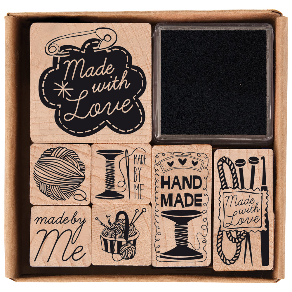 Rico Design Paper Poetry Wooden Stamp 7 Set Handmade