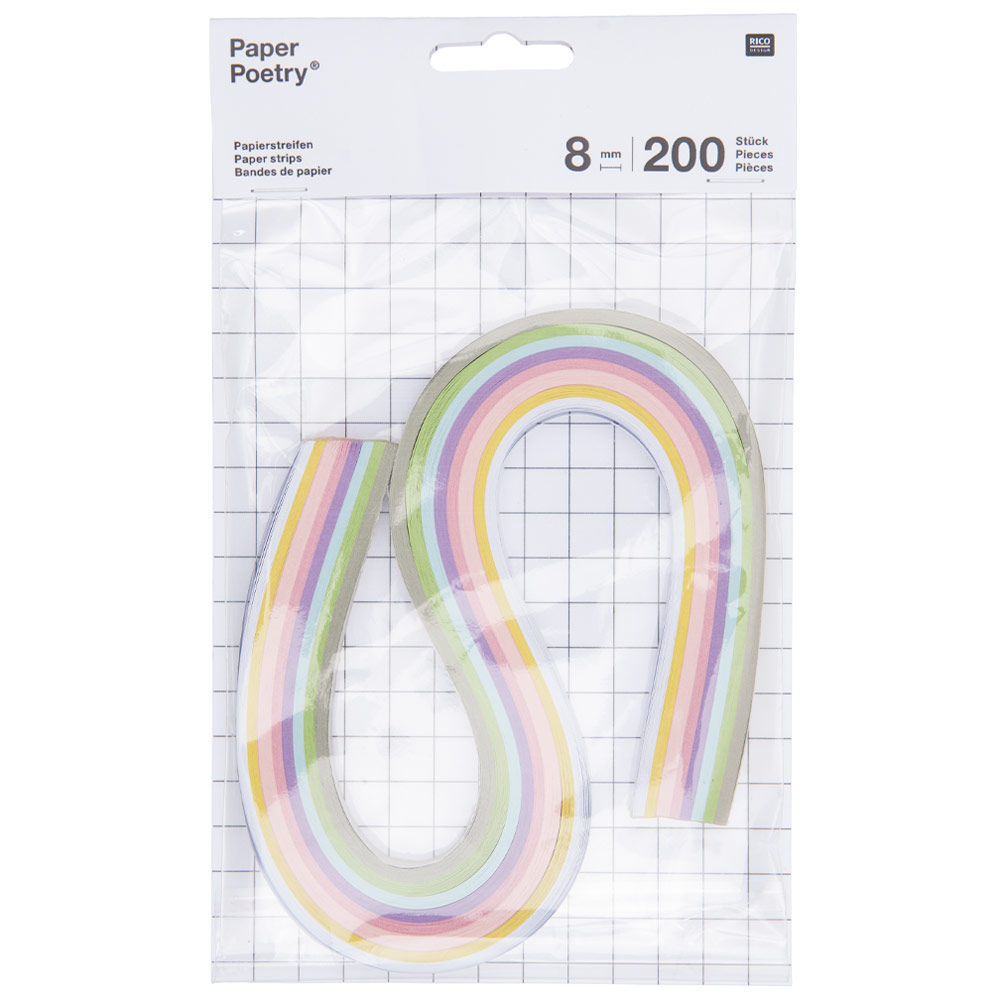 Rico Design Paper Poetry Quilling Paper 8mm x 200 Strips Pastel
