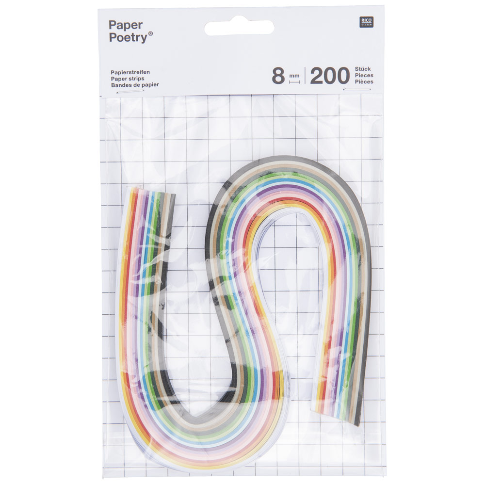 Rico Design Paper Poetry Quilling Paper 8mm x 200 Strips Multi-Color