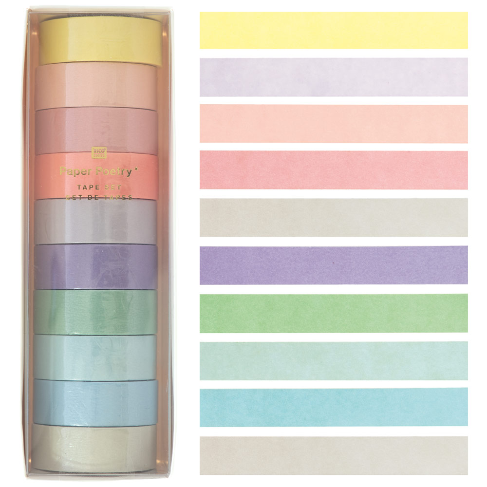 Rico Design Paper Poetry Washi Tape 10 Set Pastels