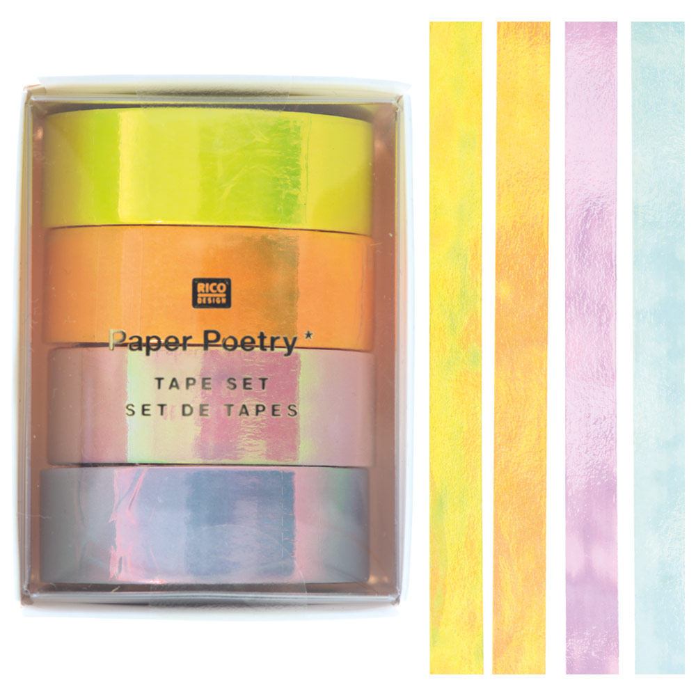 Rico Design Paper Poetry Tape 10m 4 Set Iridescent