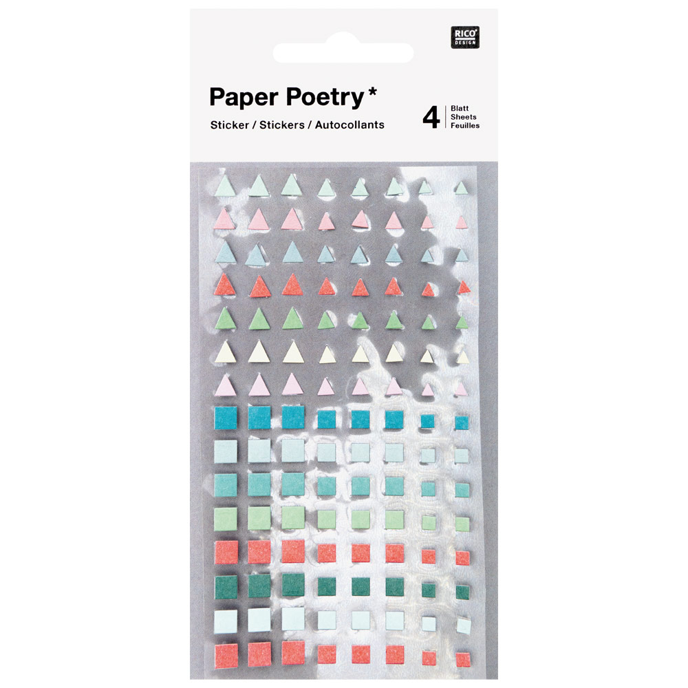 Rico Design Paper Poetry Sticker Sheet 4 Set Triangles/Squares