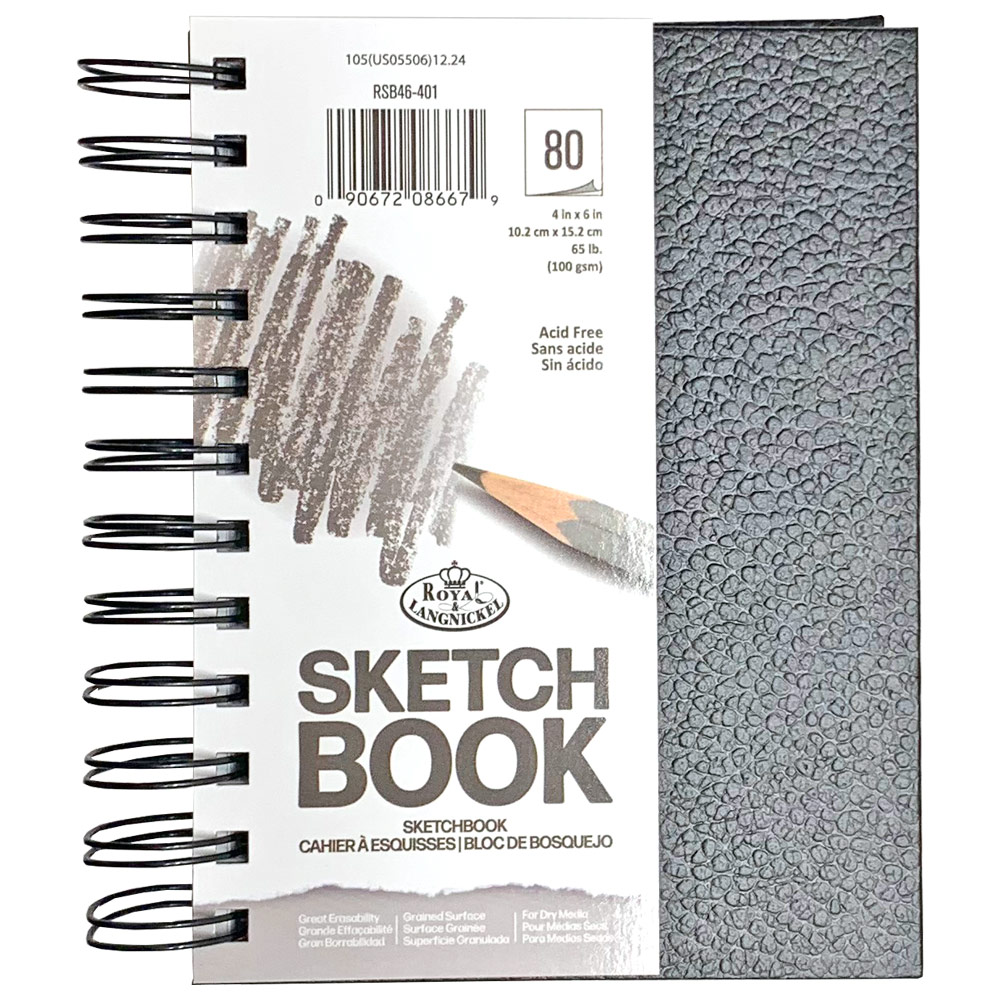 Royal & Langnickel Hard Sketchbook Spiral Bound 80 Sheets 4" x 6"