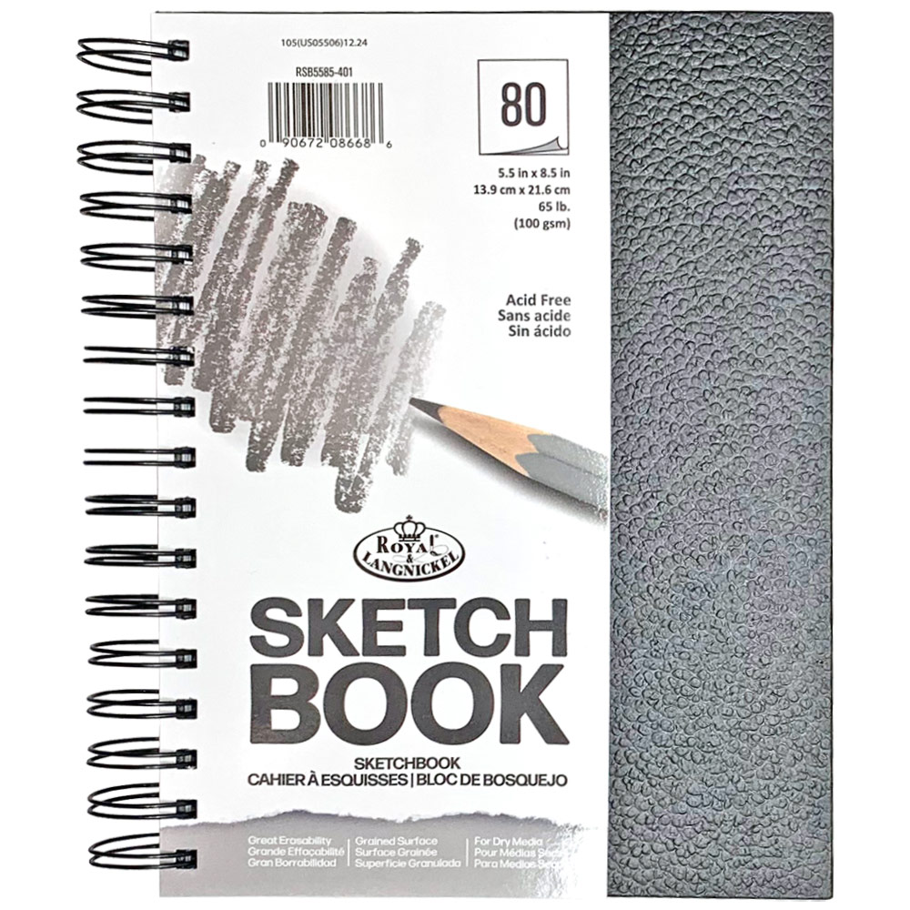 Royal & Langnickel Hard Sketchbook Spiral Bound 80 Sheets 5.5"x8.5"