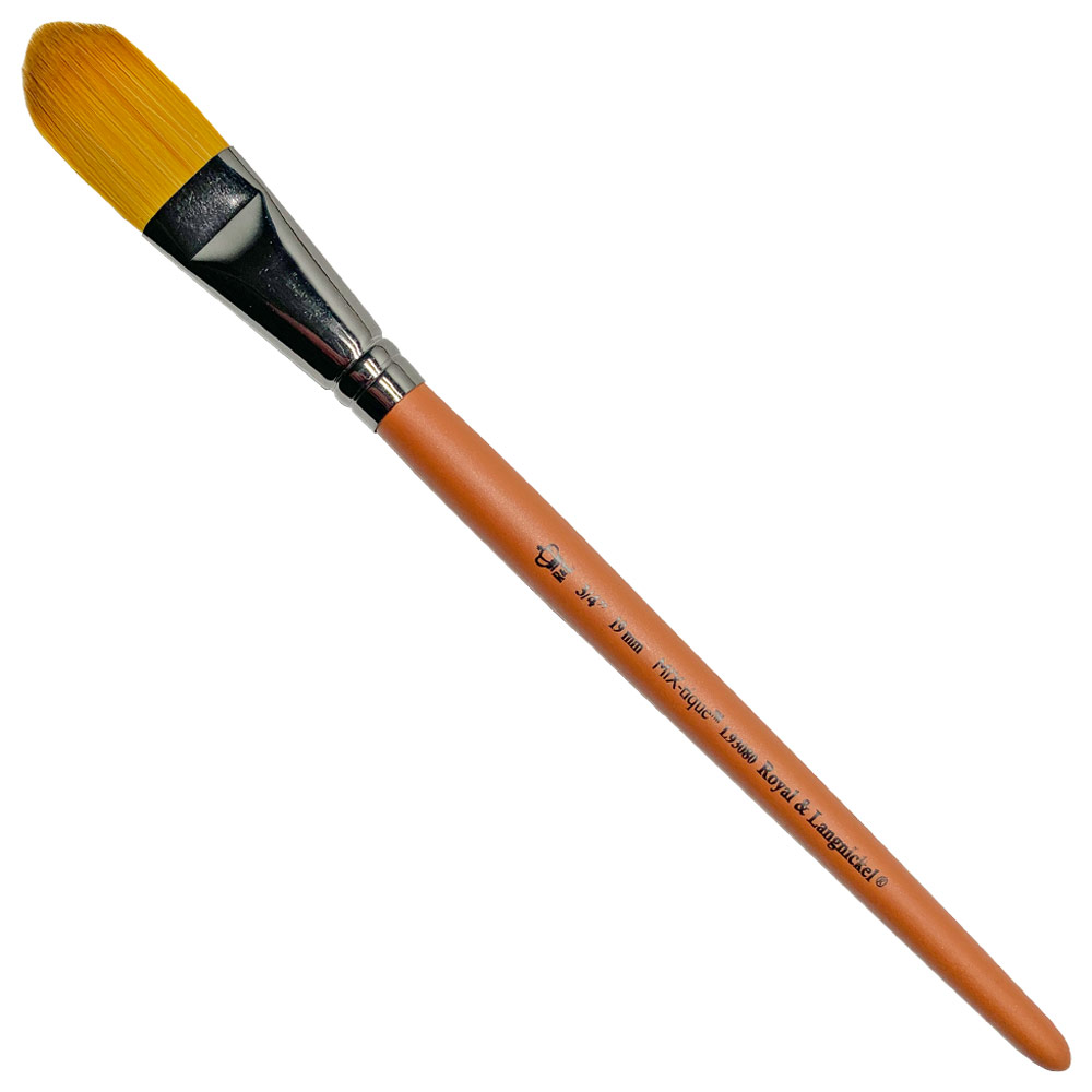 Royal MIX-tique Synthetic Gold Taklon Brush Oval Wash 3/4"