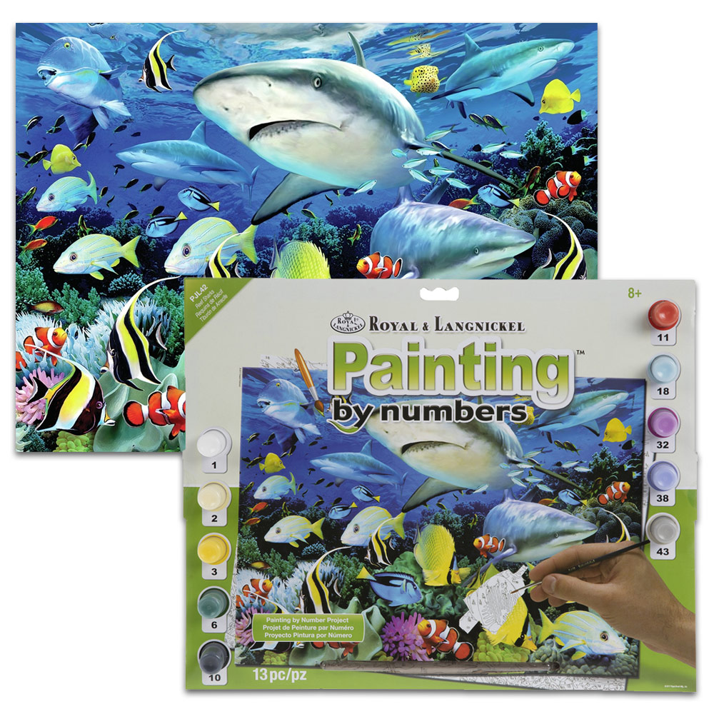 Royal Brush Painting by Numbers Junior 15.375"x11.25" Reef Sharks