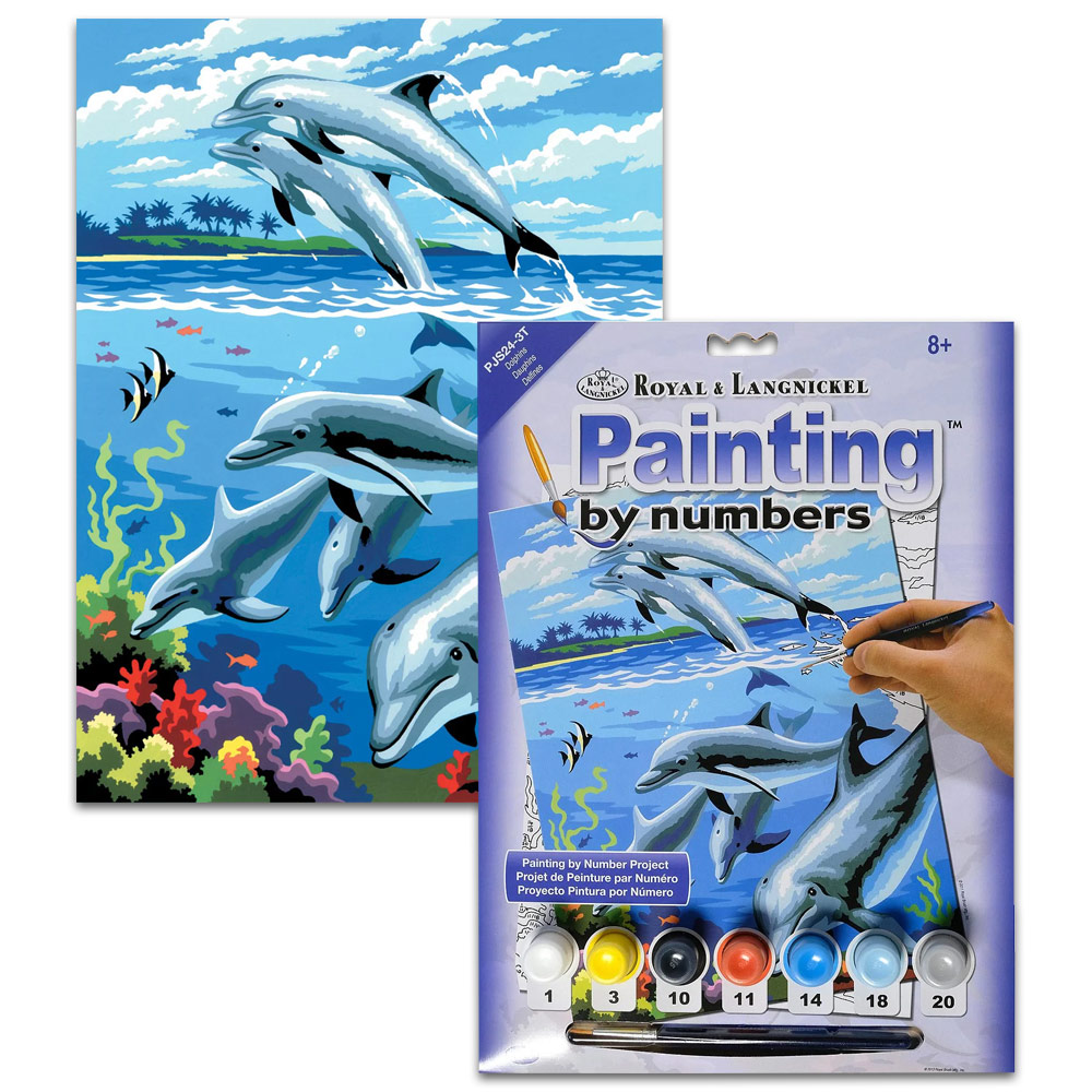 Royal Brush Painting by Numbers Junior 8.75"x11.75" Dolphins