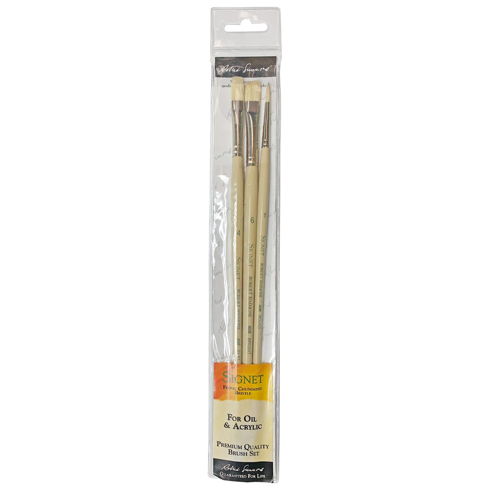 Robert Simmons Signet Hog Bristle Oil Brush 3 Set 6, 4 &1