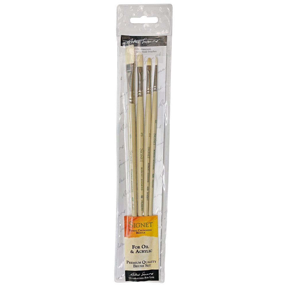 Robert Simmons Signet Hog Bristle Oil Brush 4 Set 6, 3, 2 & 0