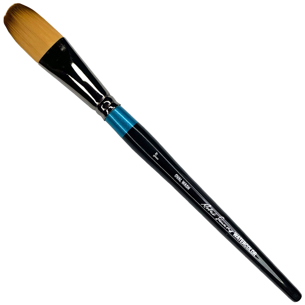 Robert Simmons Synthetic Watercolor Short Handle Brush Oval Wash 1"