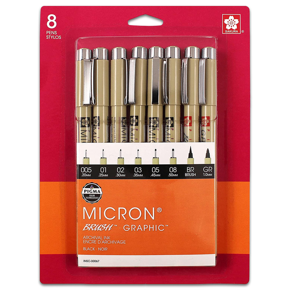 Sakura Pigma Micron Pen 8 Set Assorted Black
