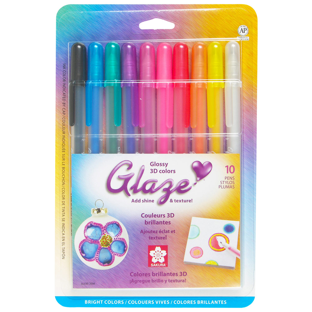 Sakura Glaze Glossy 3D Color Pen 10 Set Bright