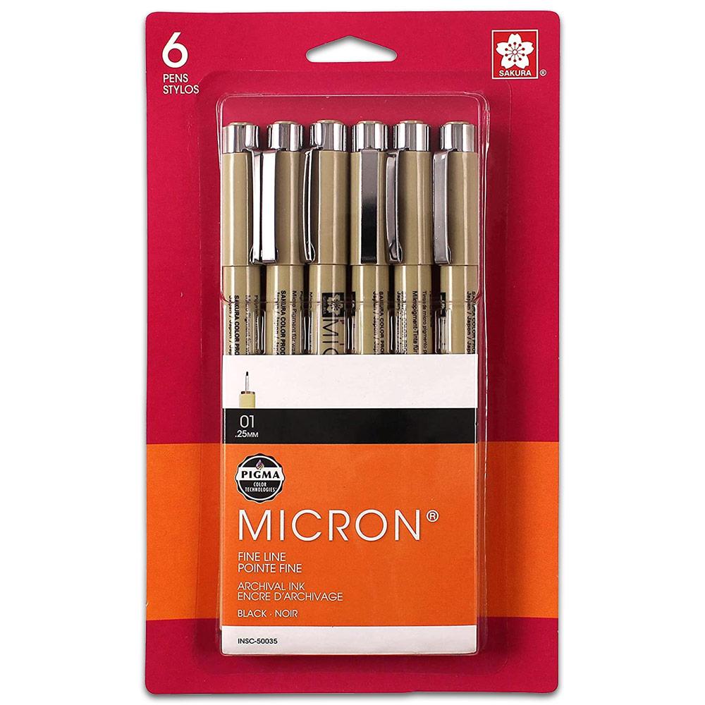 Sakura Pigma Micron 01 Pen 0.25mm 6 Set Black