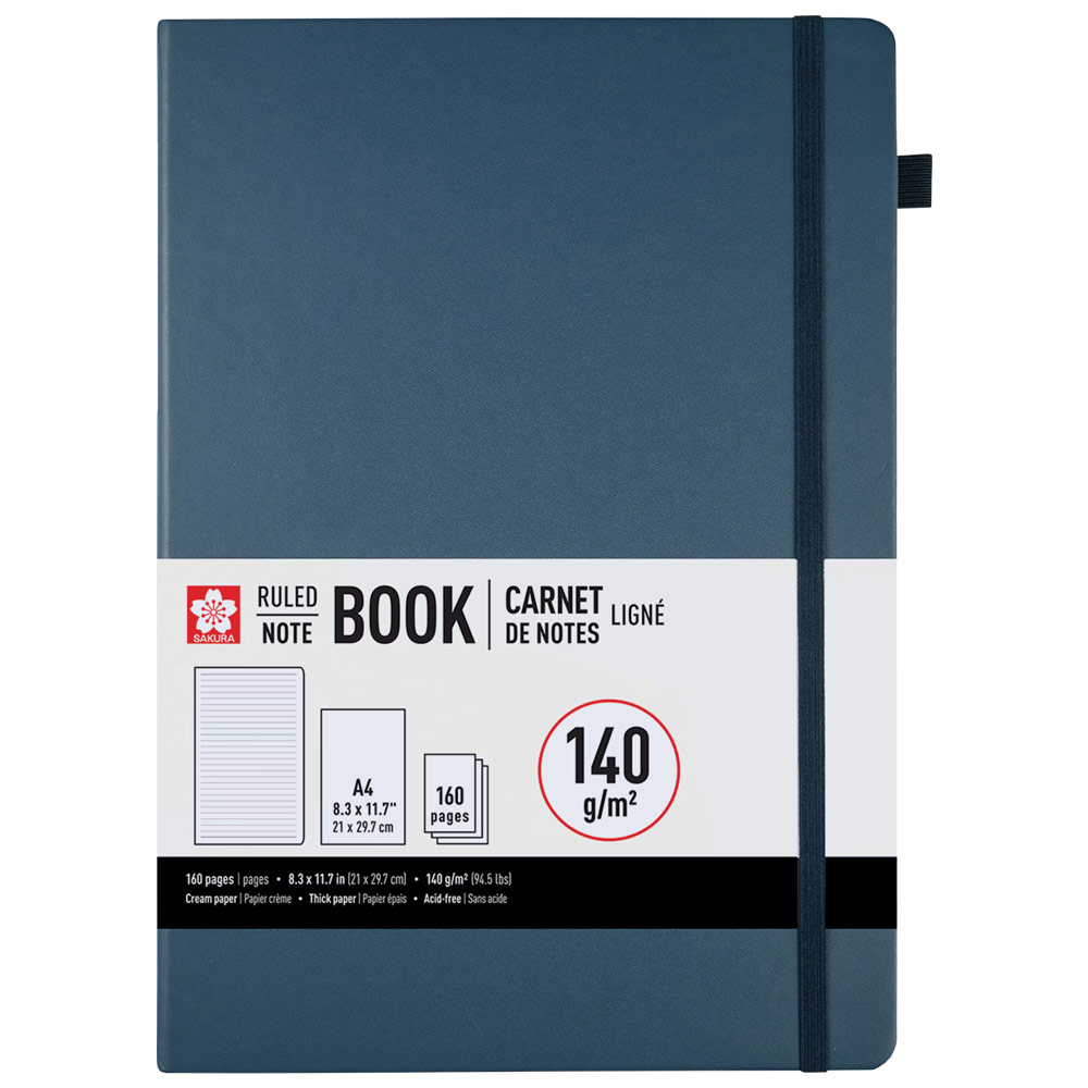 Sakura A4 Notebook Hardcover Ruled 8.3"x11.7" Deep Indigo