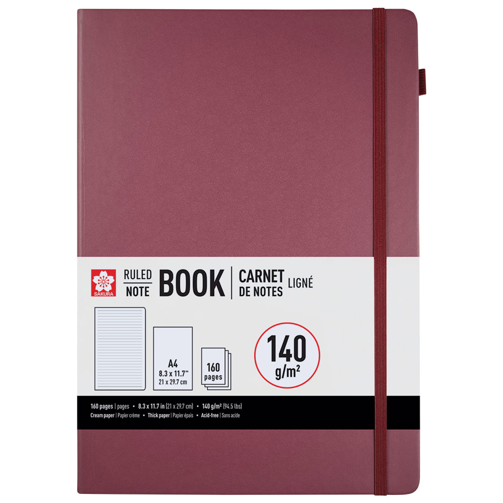 Sakura A4 Notebook Hardcover Ruled 8.3"x11.7" Mulberry