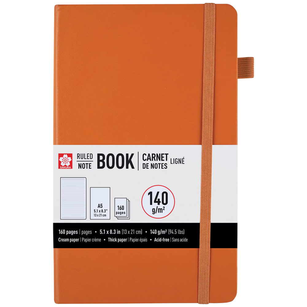 Sakura A5 Notebook Hardcover Ruled 5.1"x8.3" Amber