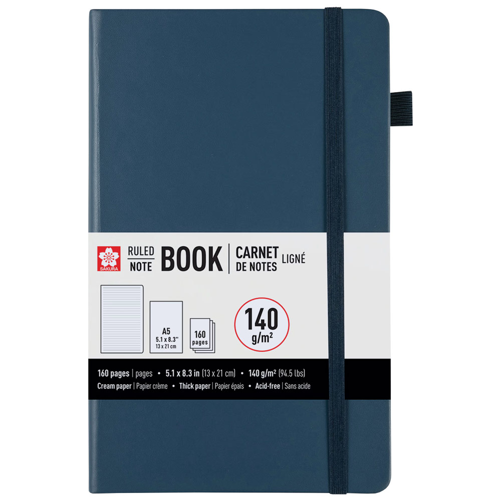 Sakura A5 Notebook Hardcover Ruled 5.1"x8.3" Deep Indigo