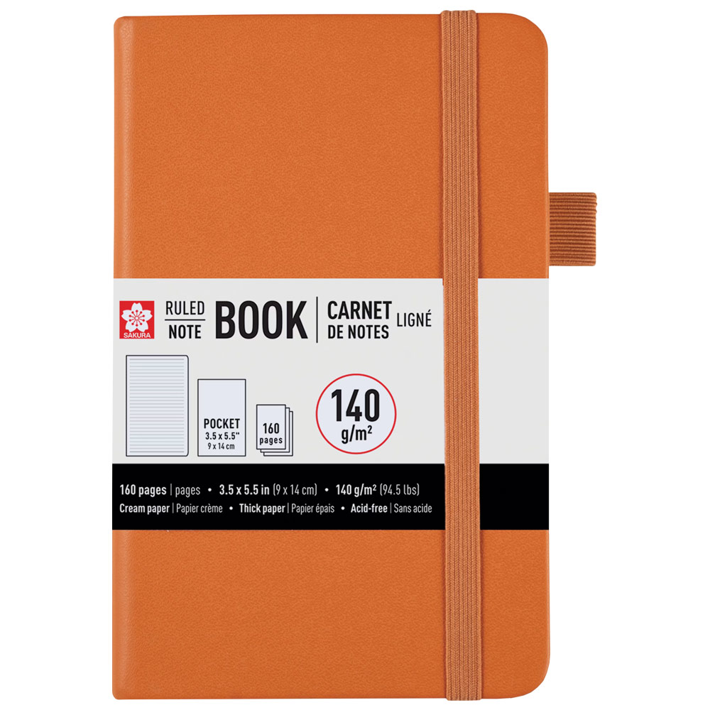 Sakura Pocket Notebook Hardcover Ruled 3.5"x5.5" Amber