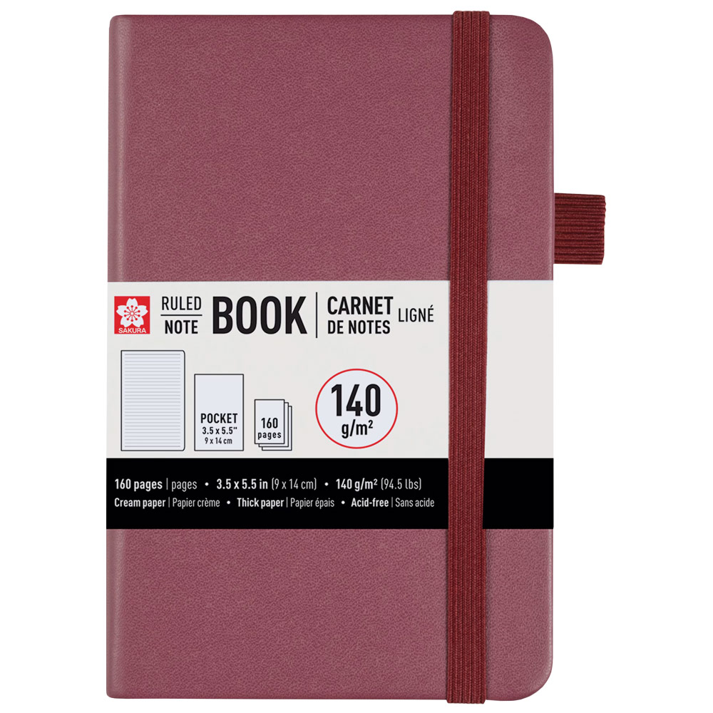 Sakura Pocket Notebook Hardcover Ruled 3.5"x5.5" Mulberry